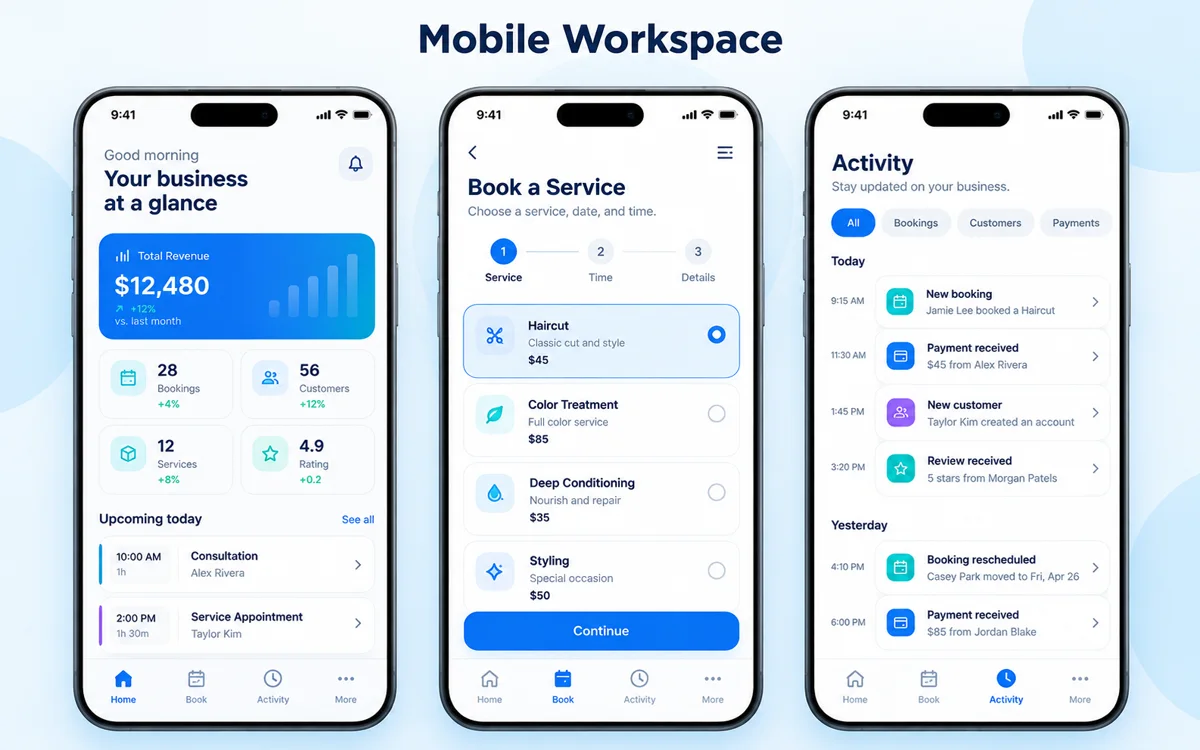 Mobile business application interface concept